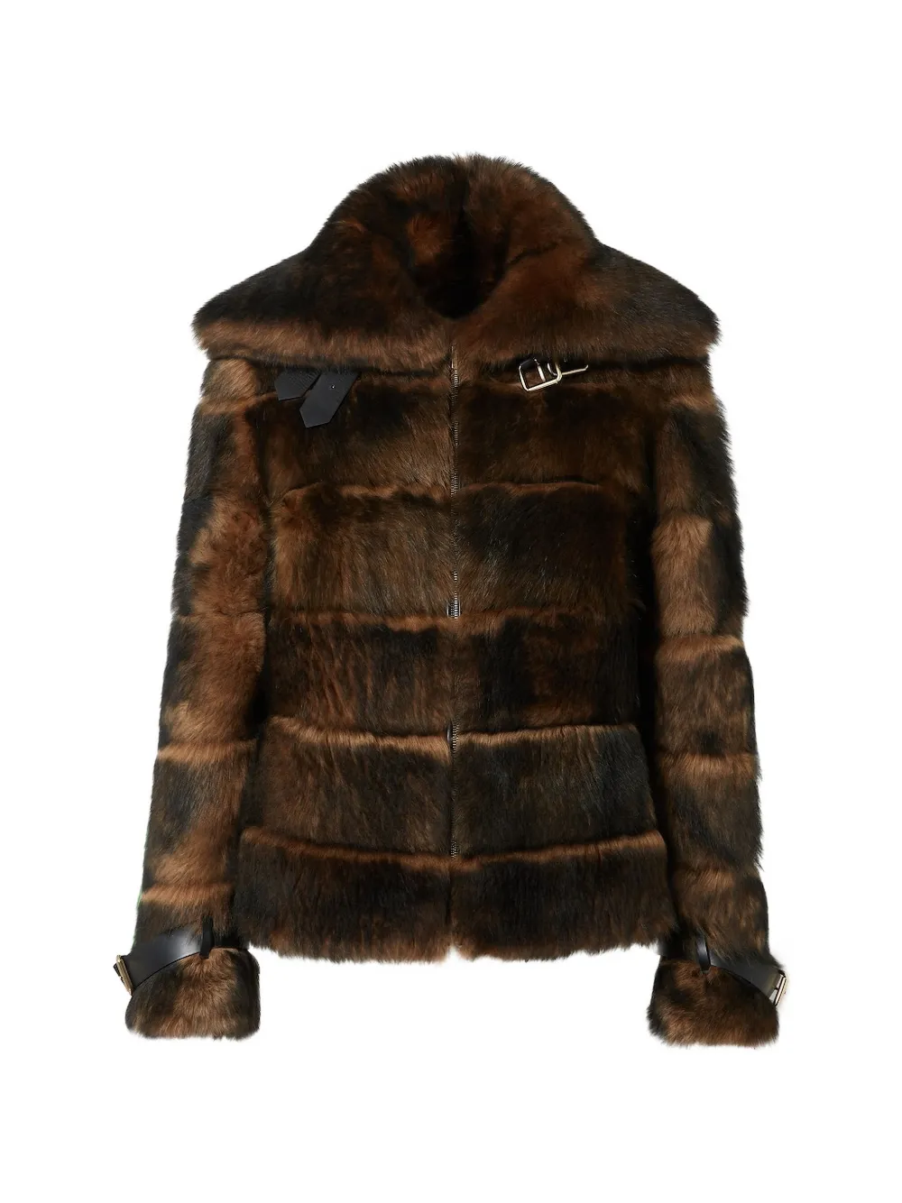 FENDI Bontjack met gesp Bruin