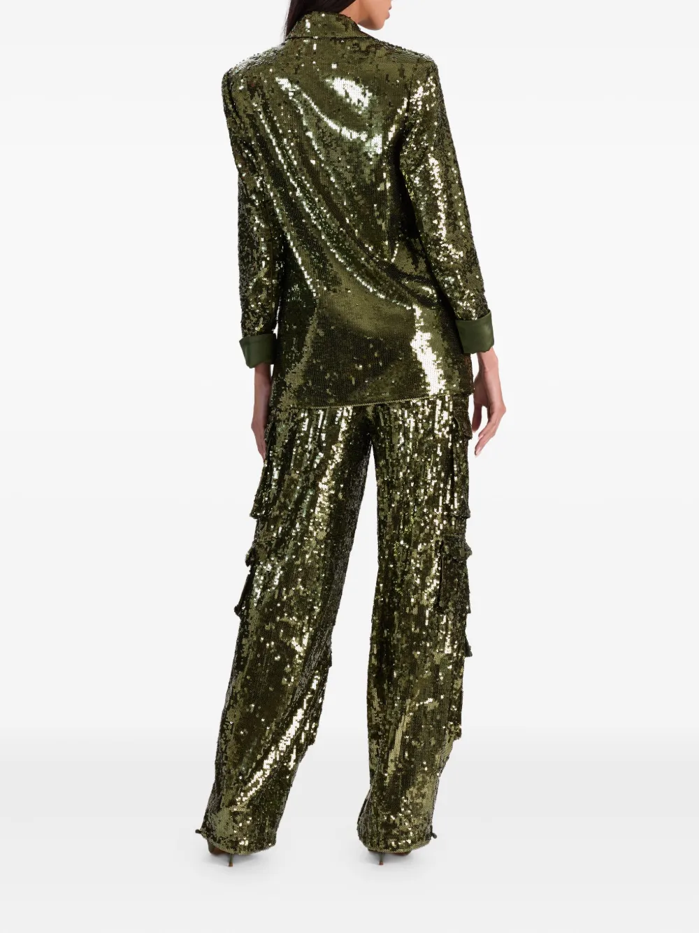Alice And Olivia Sequinned Blazer In Green