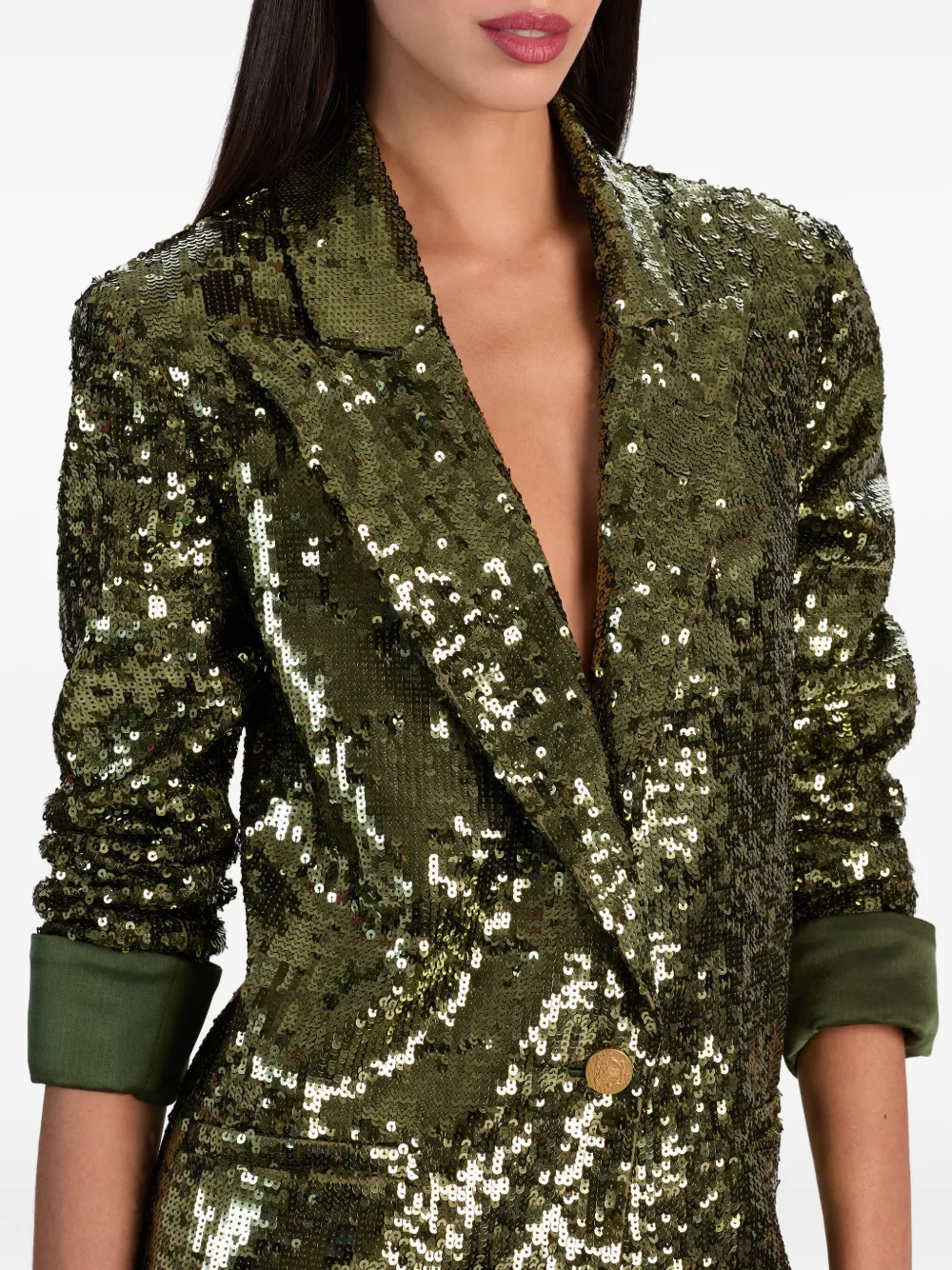 Alice And Olivia Sequinned Blazer In Green