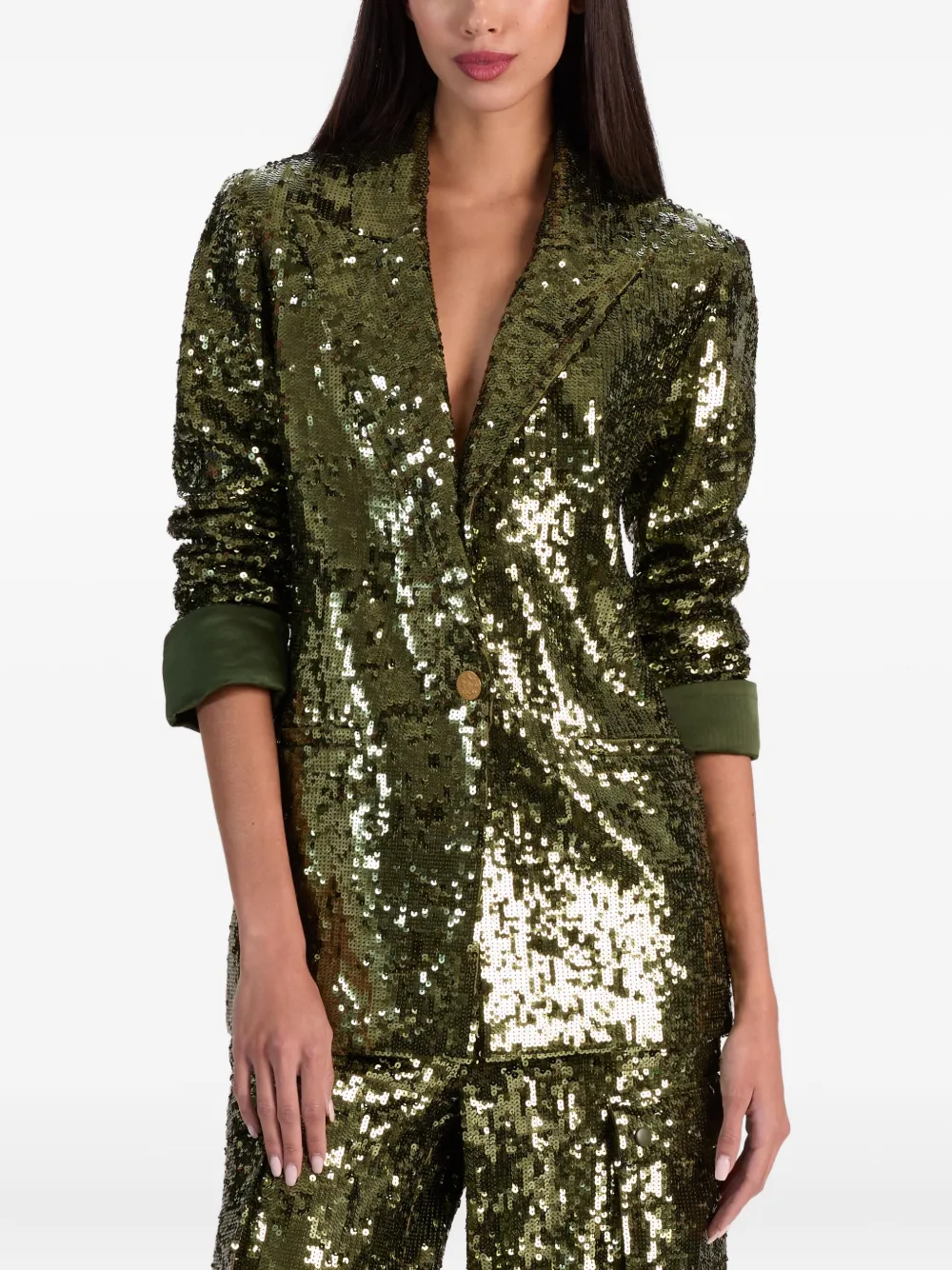 Alice And Olivia Sequinned Blazer In Green
