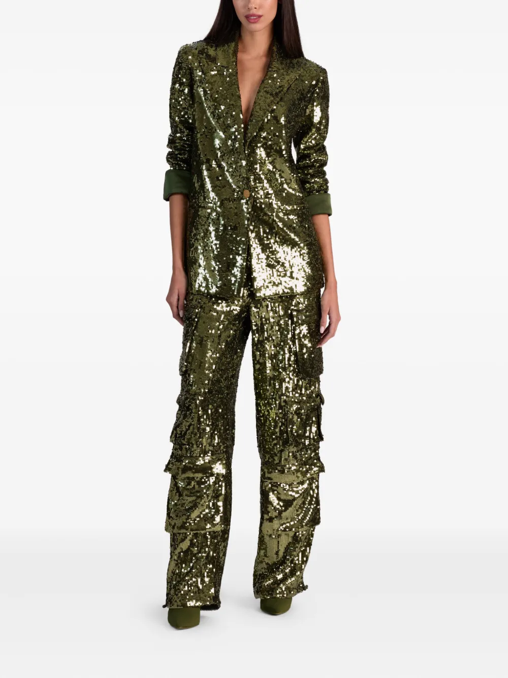 Alice And Olivia Sequinned Blazer In Green