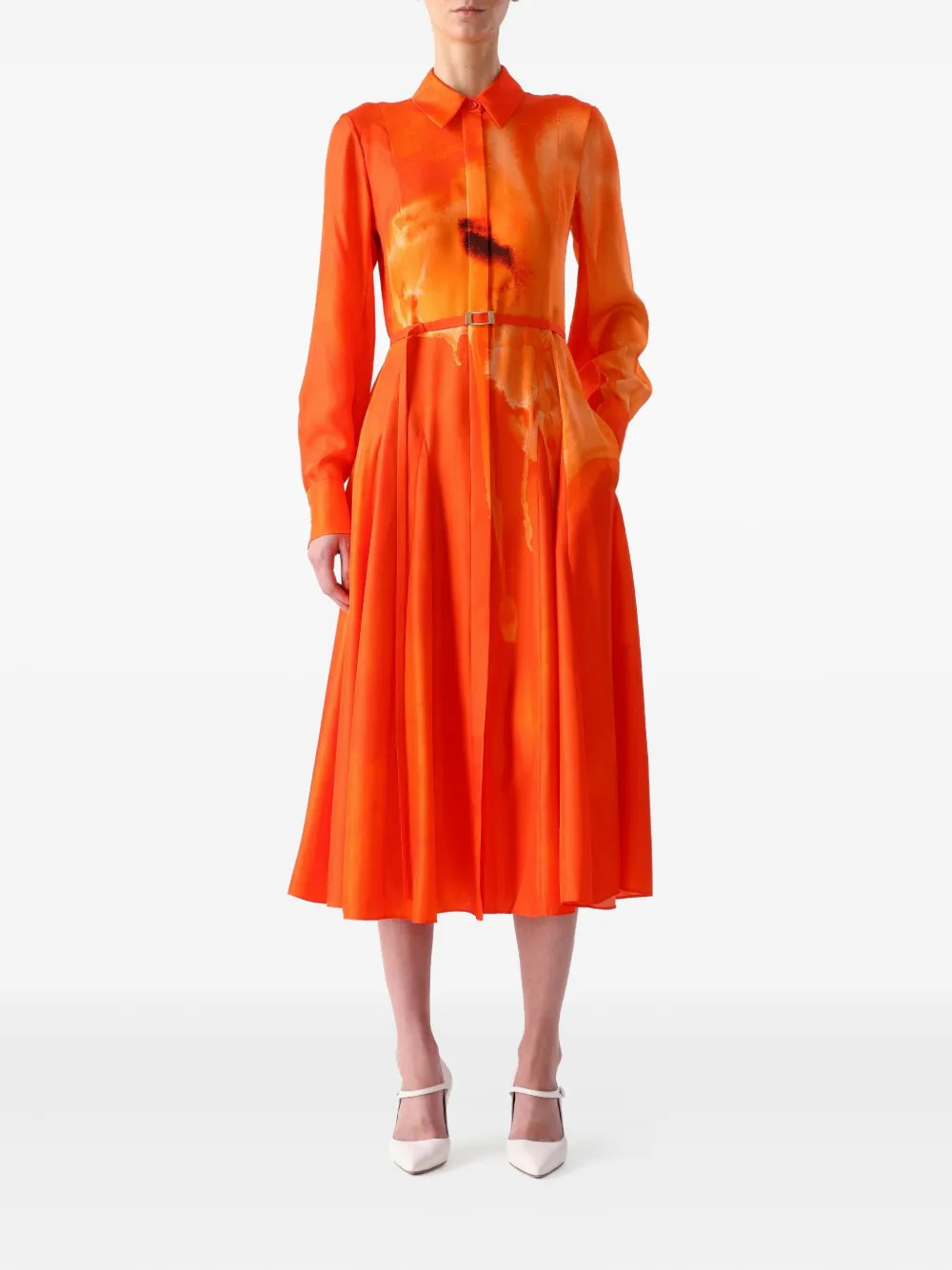 Jason Wu Collection Midi-hemdkleid Mit Blumen-print In Orange