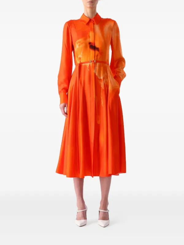 Jason Wu Floral-print Midi Shirt Dress - Orange