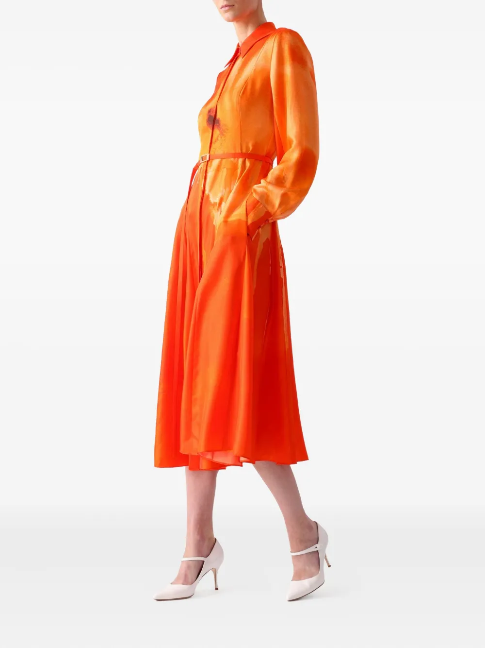 Jason Wu Collection Midi-hemdkleid Mit Blumen-print In Orange