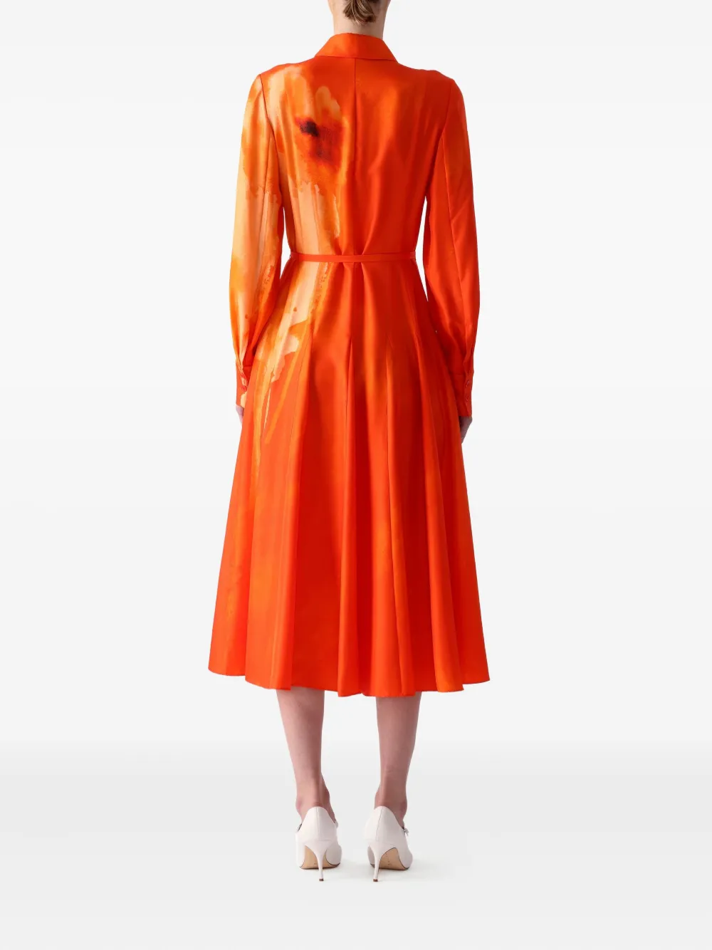 Jason Wu Collection Midi-hemdkleid Mit Blumen-print In Orange
