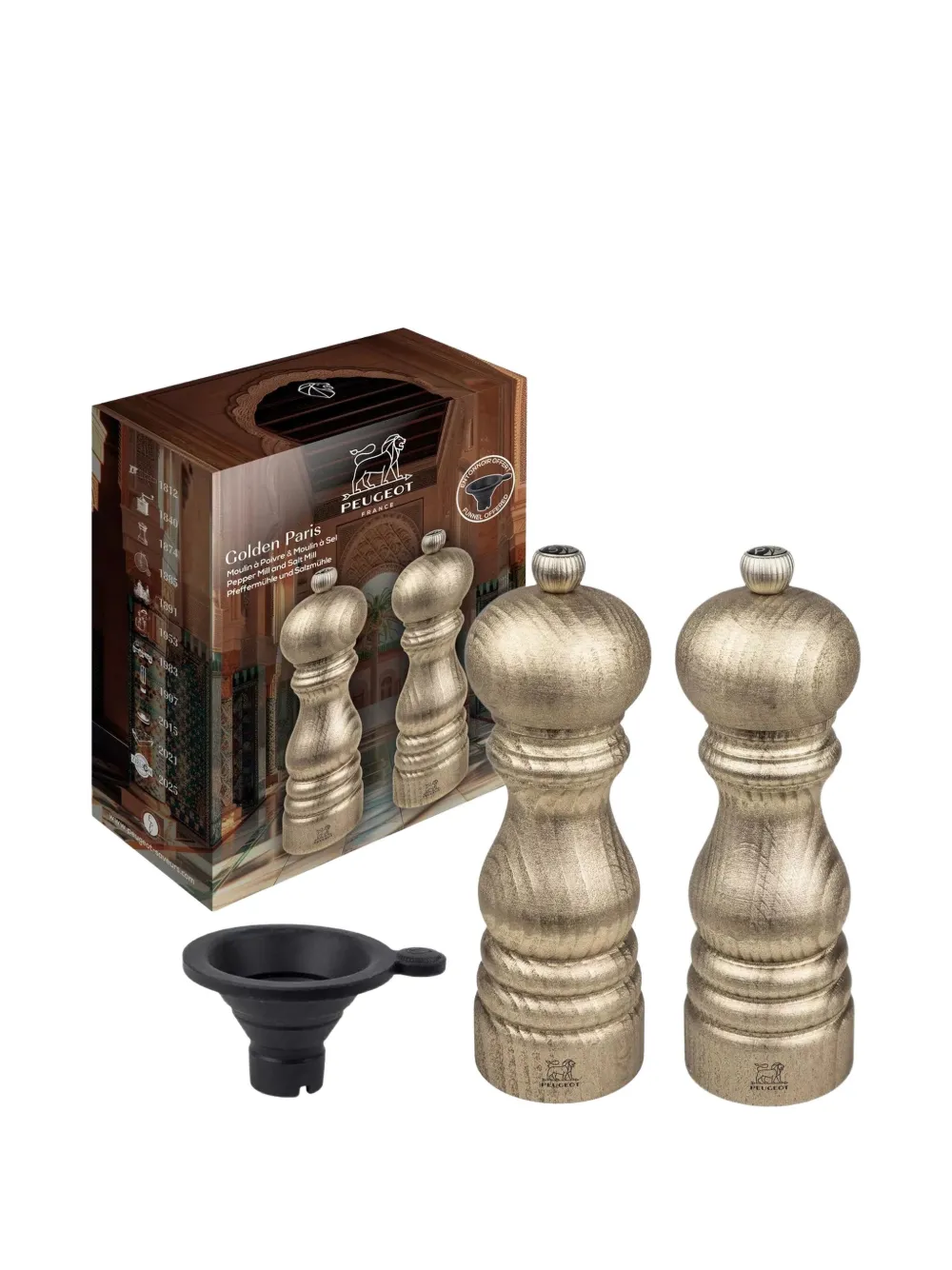 Peugeot Golden Paris Salt And Pepper Mill Set In Gold