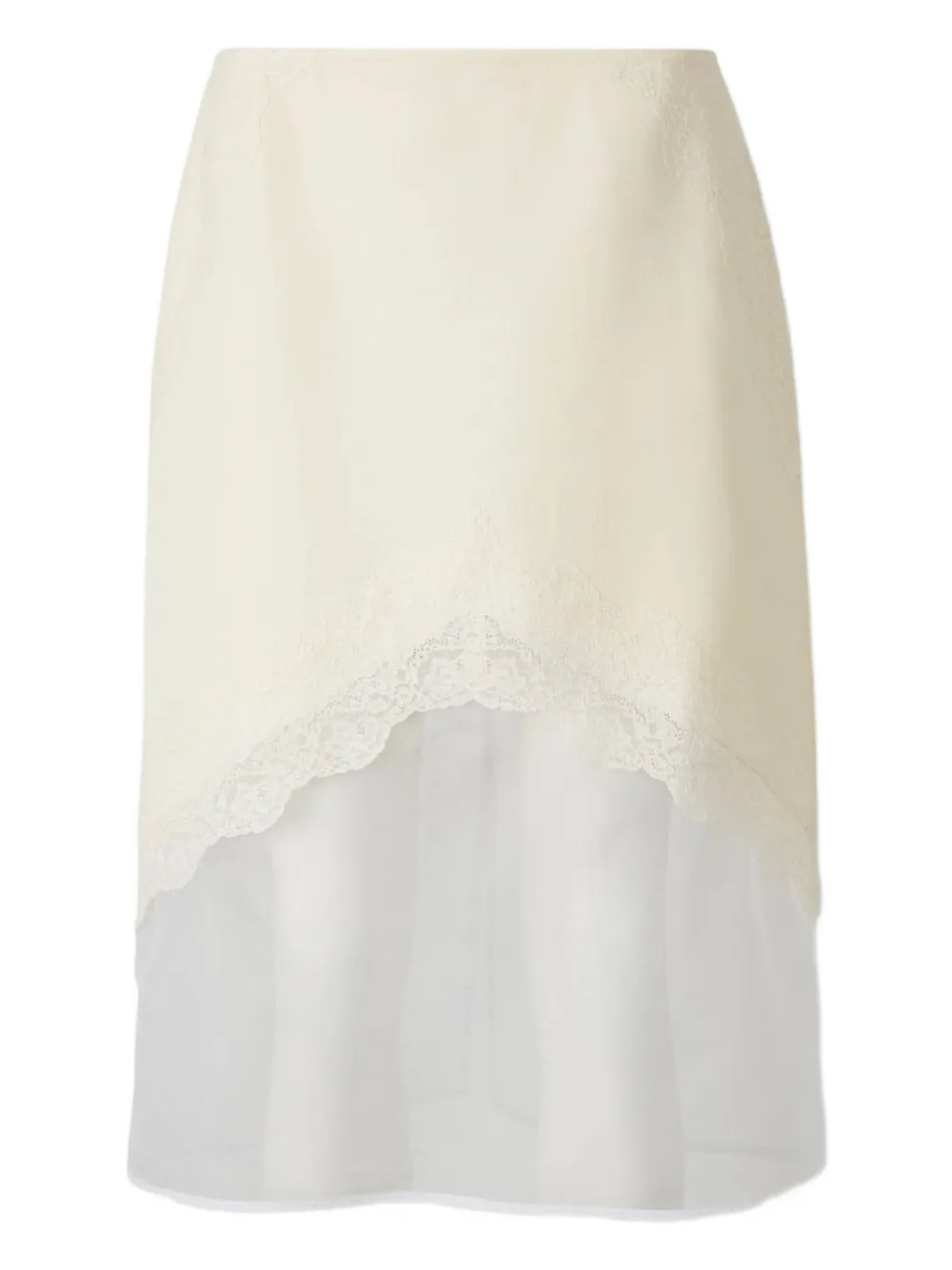 Jil Sander Asymmetric Lace Midi Skirt In Neutral