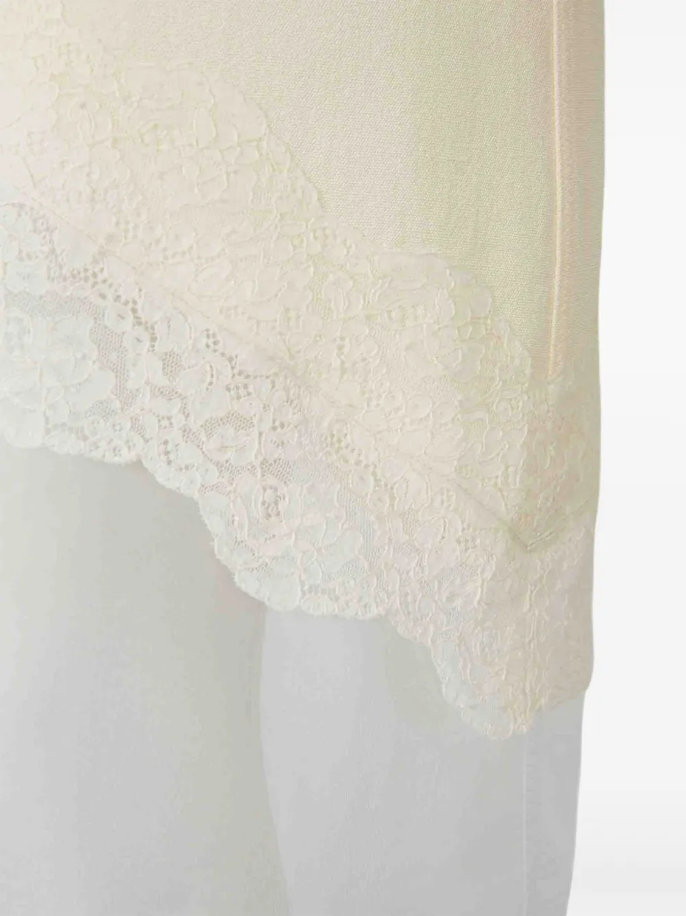 Jil Sander Asymmetric Lace Midi Skirt In Neutral