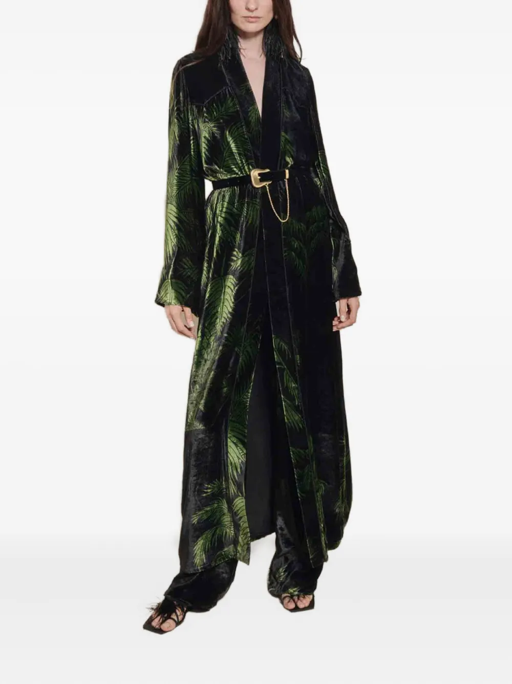 Johanna Ortiz Palm-tree Print Trousers In Black