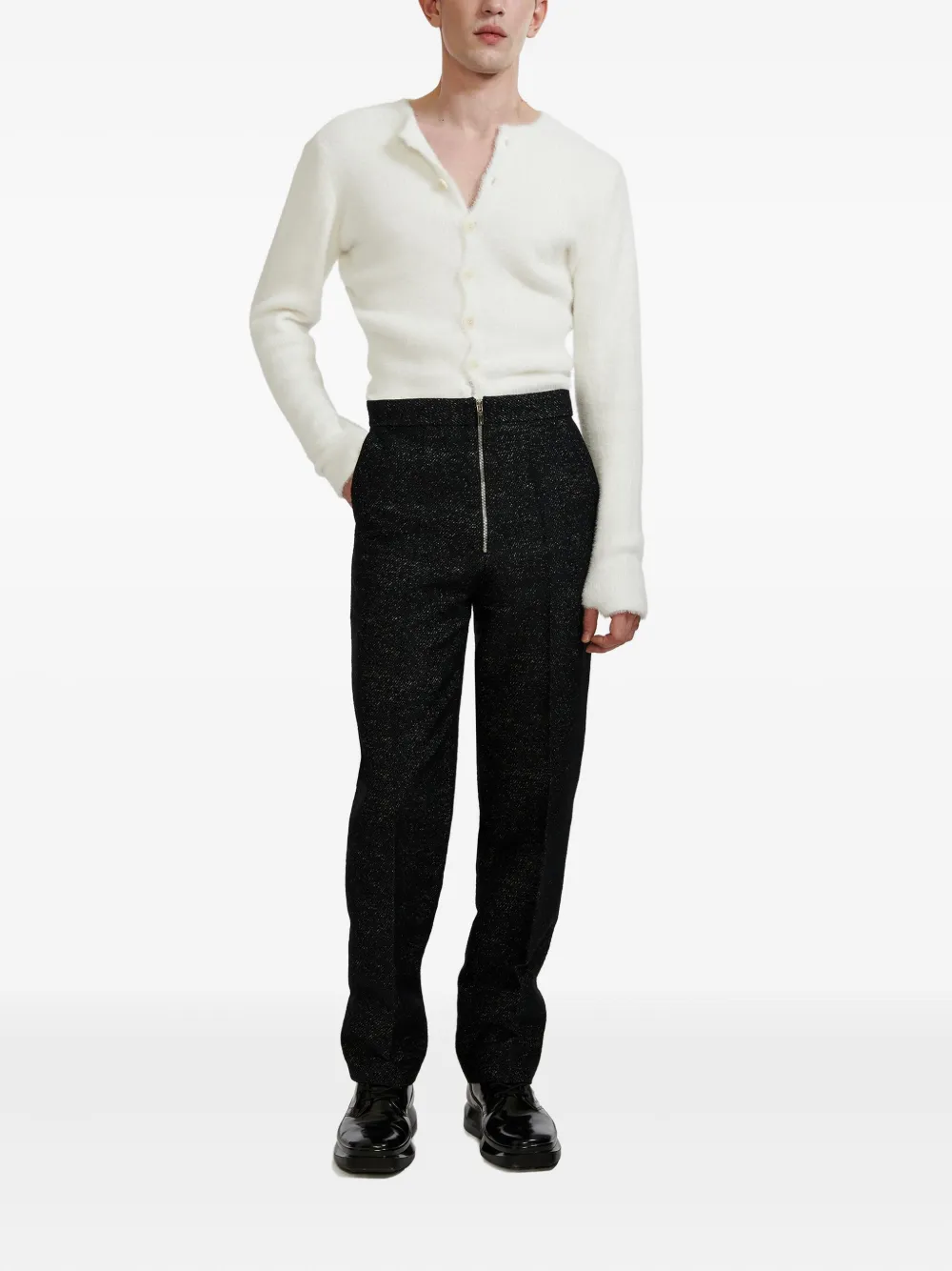 Lgn Louis Gabriel Nouchi Zip Straight Trousers In Black