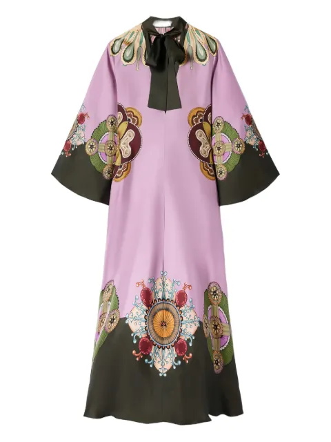 La DoubleJ tie-neck silk printed dress