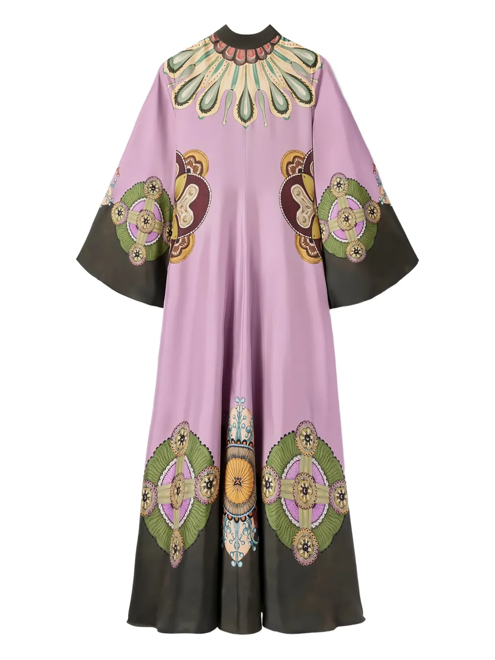 La Doublej Tie-neck Silk Printed Dress In Purple
