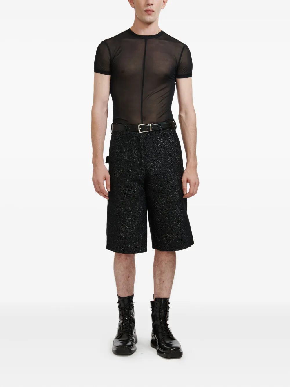 Lgn Louis Gabriel Nouchi Jacquard Straight Shorts In Black