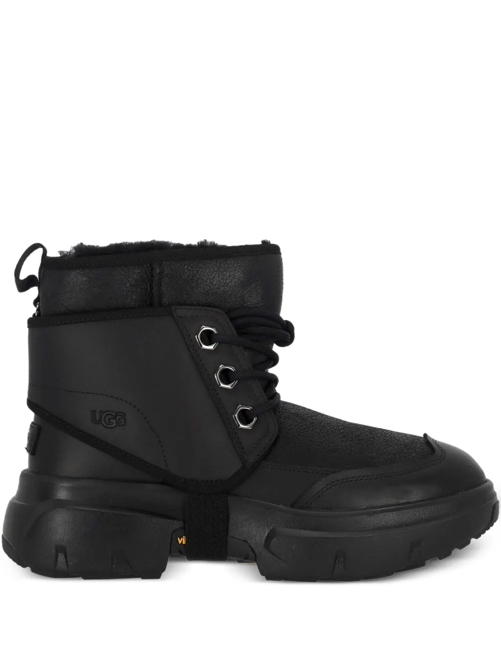 UGG بوت رحلات جلد برباط | أسود | Image 1