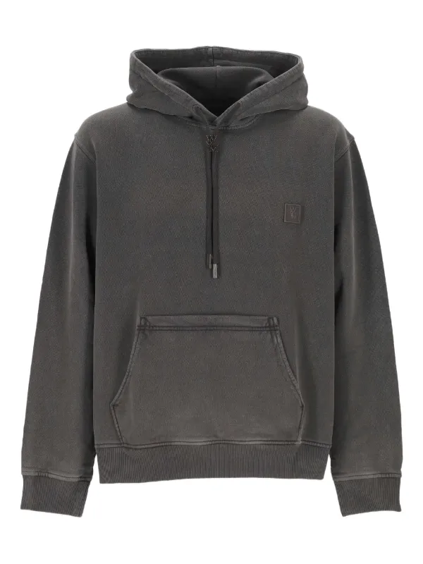 Wooyoungmi long-sleeves embroidered-logo Hoodie | Grey | FARFETCH