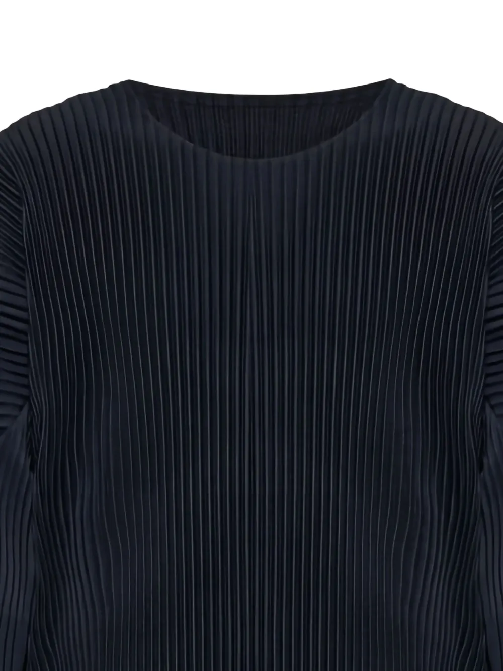 Issey Miyake pleated long-sleeves T-shirt - Blauw