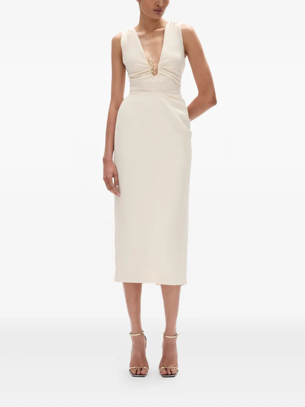 Rachel Gilbert Martina verfraaide midi-jurk - Beige