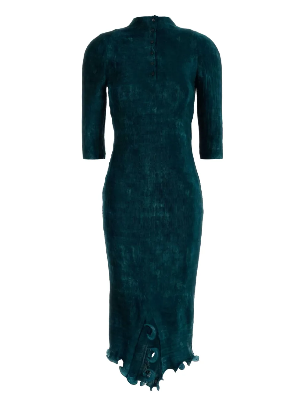 FENDI plissé ruffled-hem midi dress - Groen