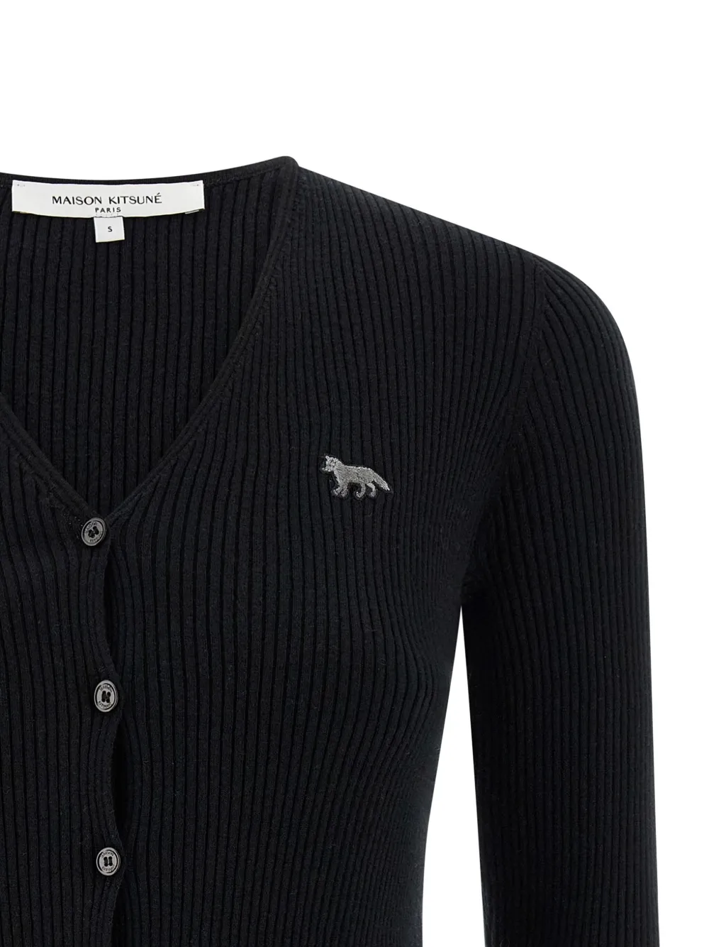 Maison Kitsuné Baby Fox-patch Button Cardigan In Black