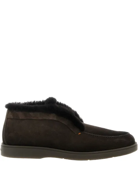 Santoni suede shearling ankle boots