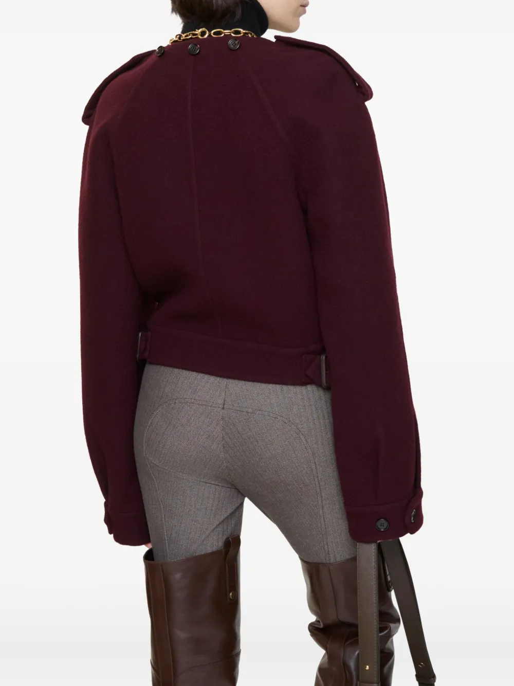 Burberry Wollen jack met afneembare sjaal Rood