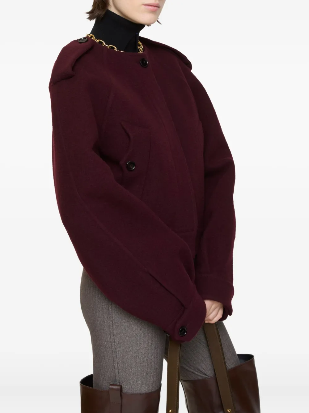 Burberry Wollen jack met afneembare sjaal Rood