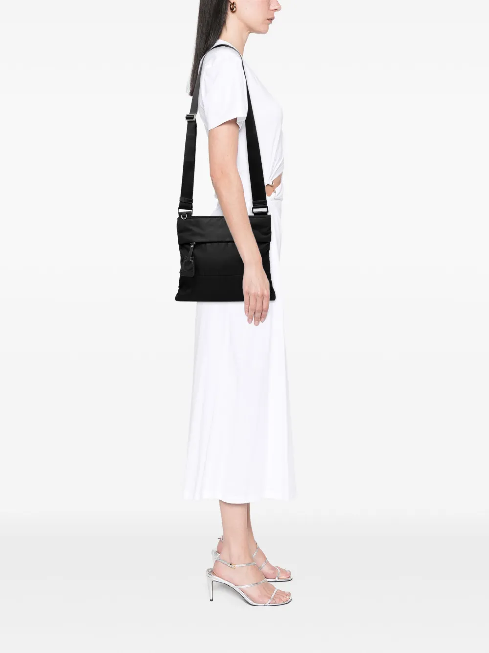 Pre-owned Prada 2013-2025 Tessuto Zip Top Crossbody Bag In Black