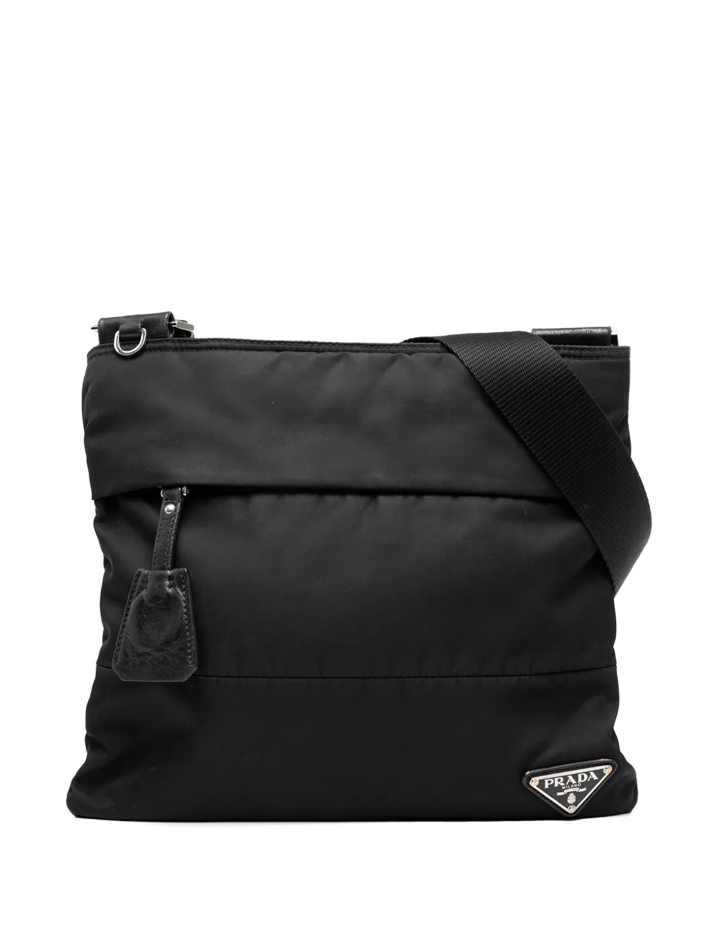 Pre-owned Prada 2013-2025 Tessuto Zip Top Crossbody Bag In Black
