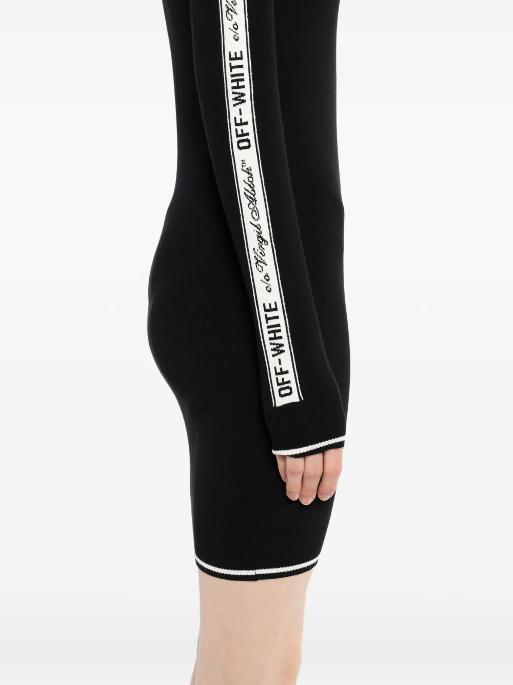 Off-White Jurk met logoband en lange mouwen Zwart