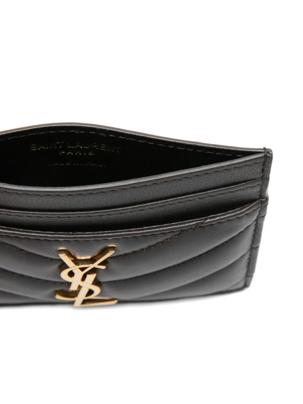  Saint Laurent Chevron Logo Card Holder - Grey 
