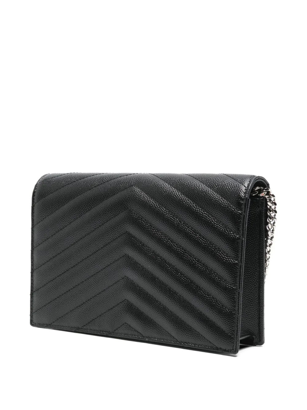 Saint Laurent Chevron Chain Clutch Bag In Black
