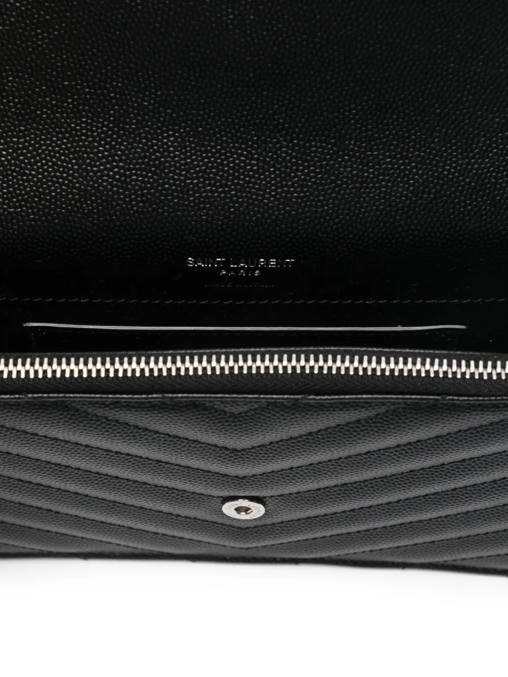 Saint Laurent Chevron Chain Clutch Bag In Black