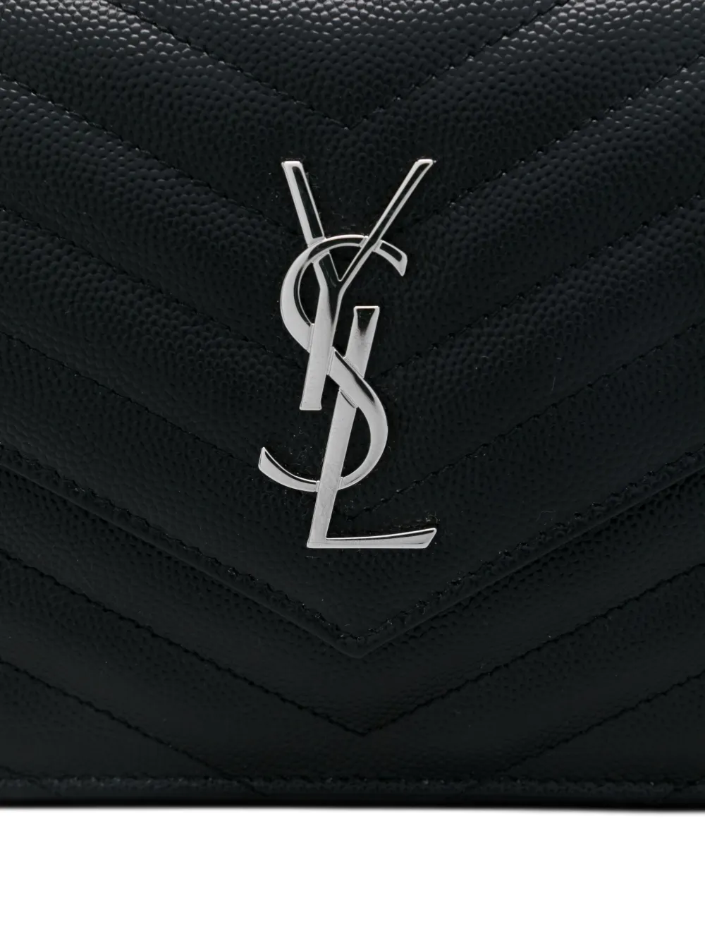Saint Laurent Chevron Chain Clutch Bag In Black
