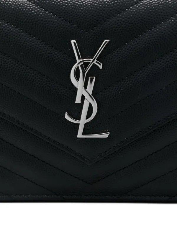 Saint Laurent Chevron Chain Clutch Bag | Black | FARFETCH
