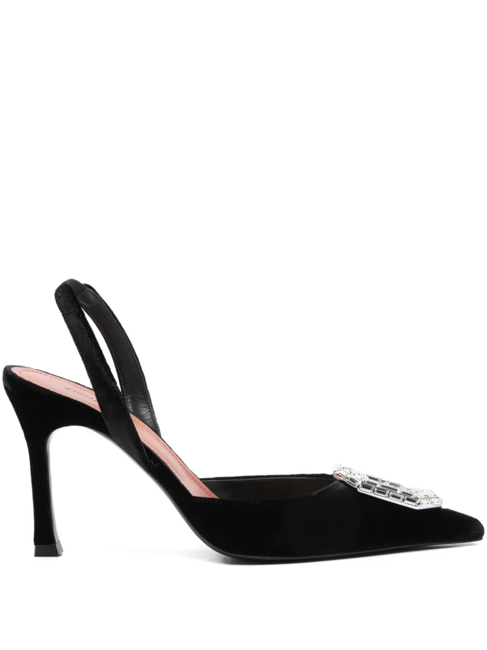 Amina Muaddi 90mm Camelia embellished-detail pumps Zwart