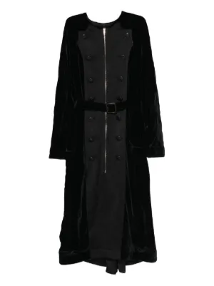 Rokh button-detailed Ruffled Coat | Black | FARFETCH