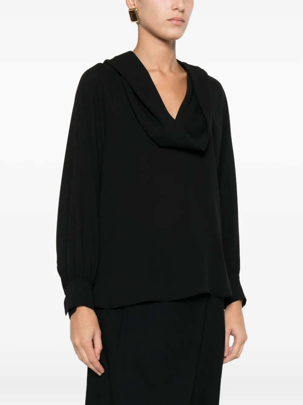 Carla G. Cowl Neck Blouse In Black