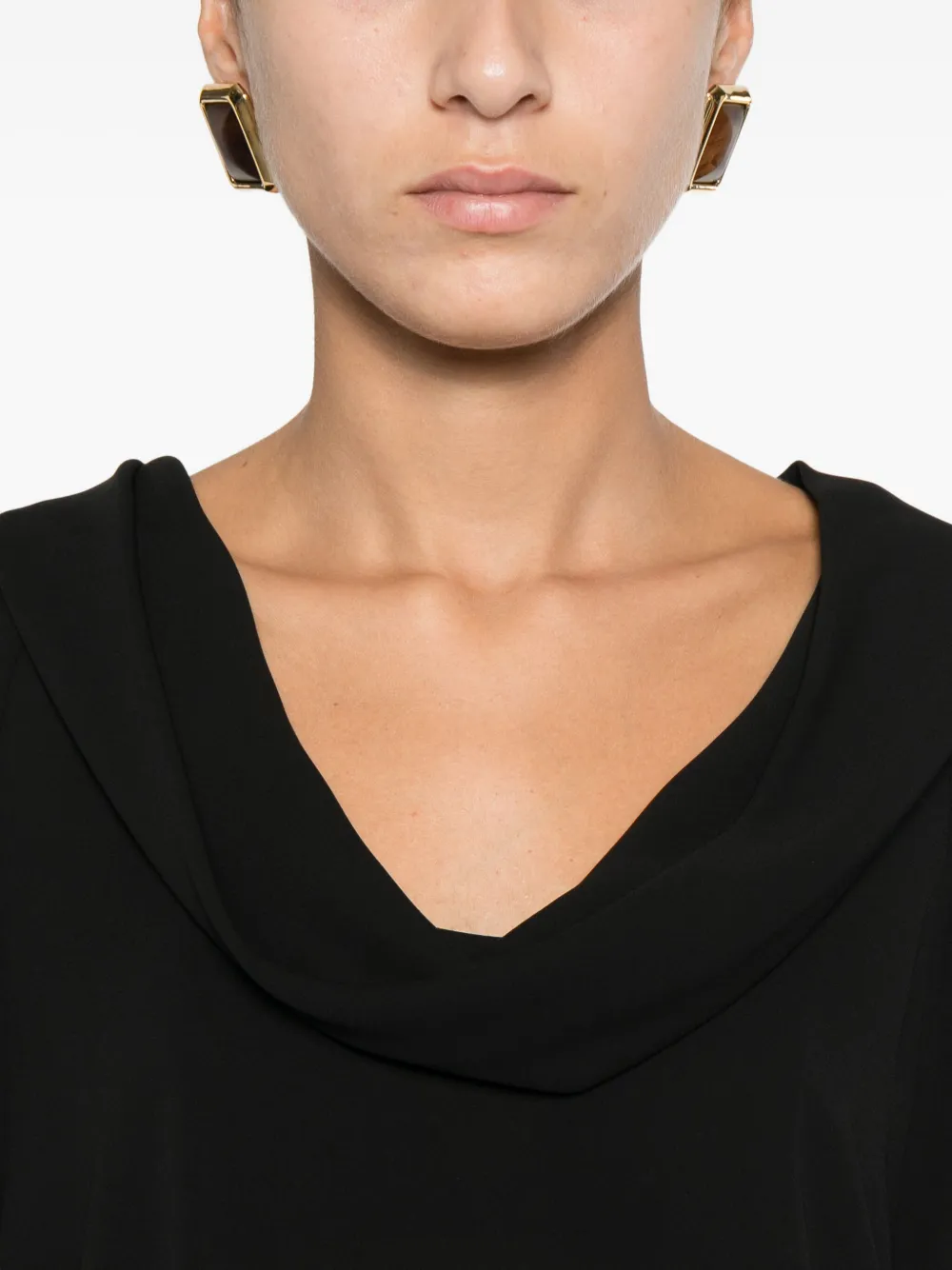Carla G. Cowl Neck Blouse In Black