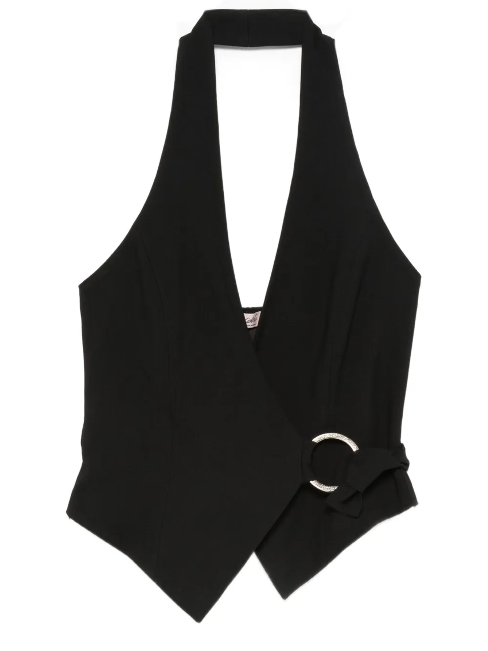 Carla G. Halterneck Ring-detail Gilet In Black