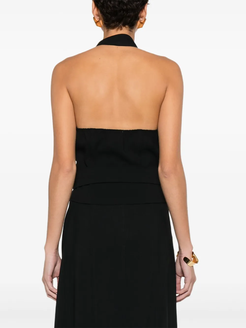 Carla G. Halterneck Ring-detail Gilet In Black