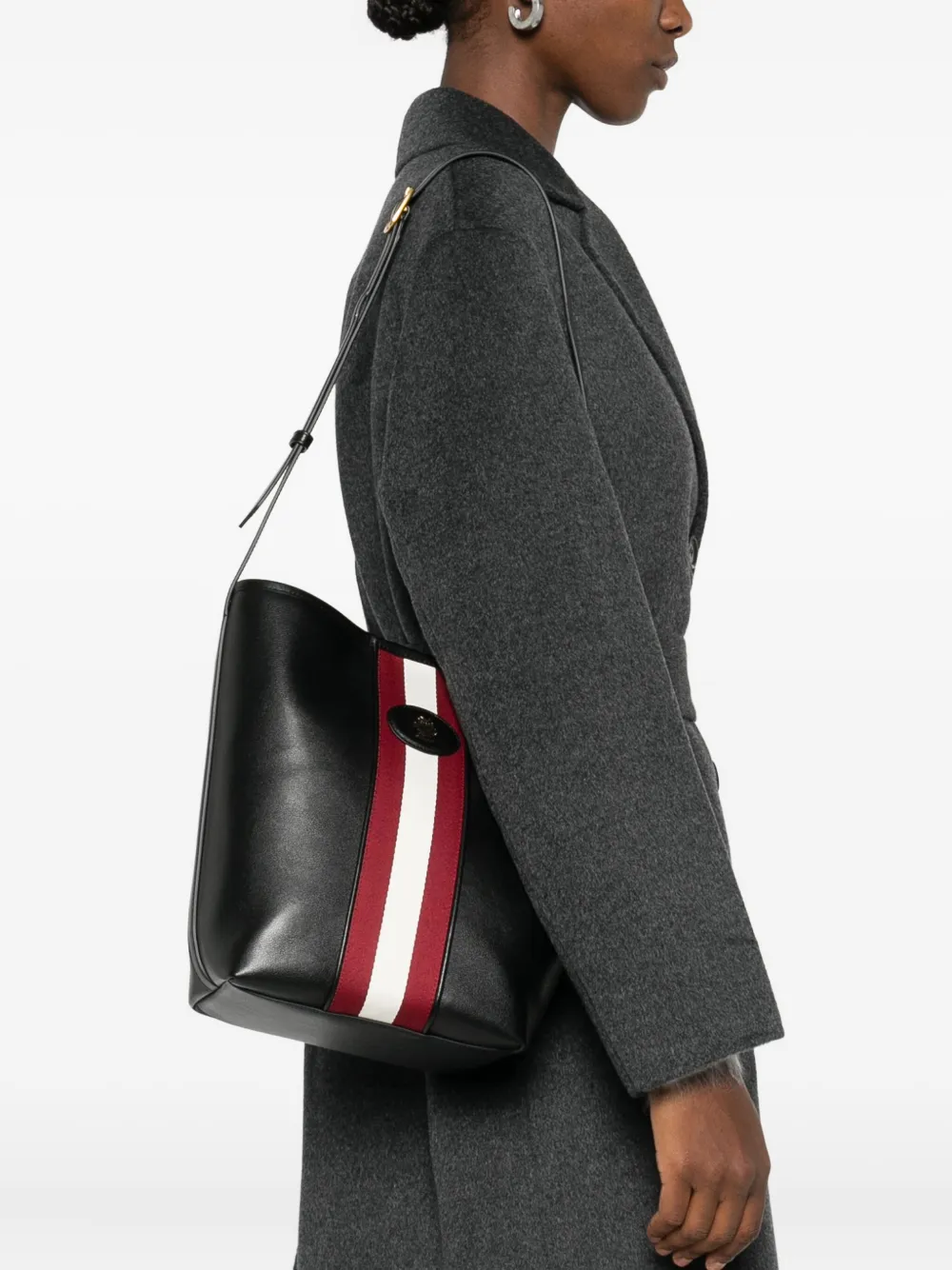 Bally stripe-detail shoulder bag - Zwart