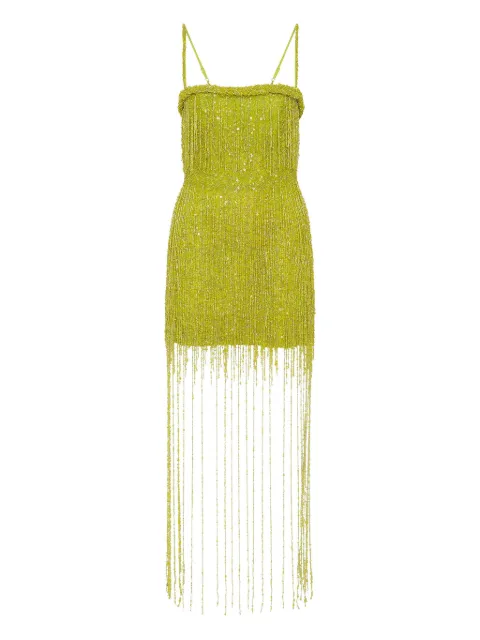 Rachel Gilbert Presley beaded fringed mini cocktail dress