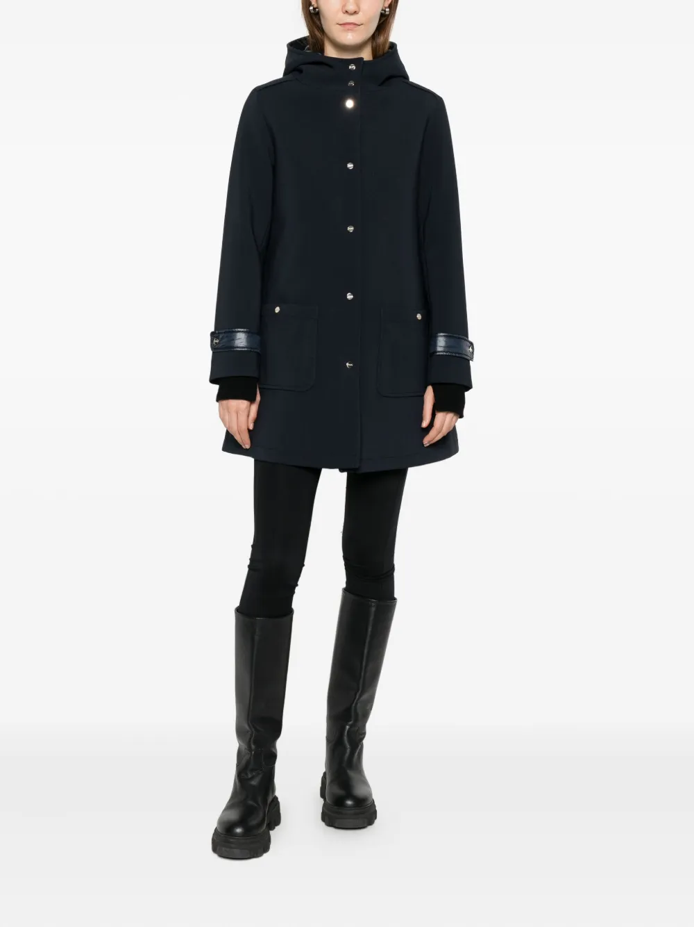 Herno Hooded Pocket Coat In Black