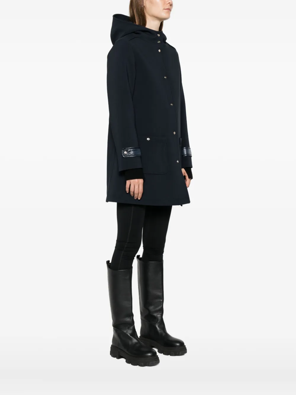 Herno Hooded Pocket Coat In Black