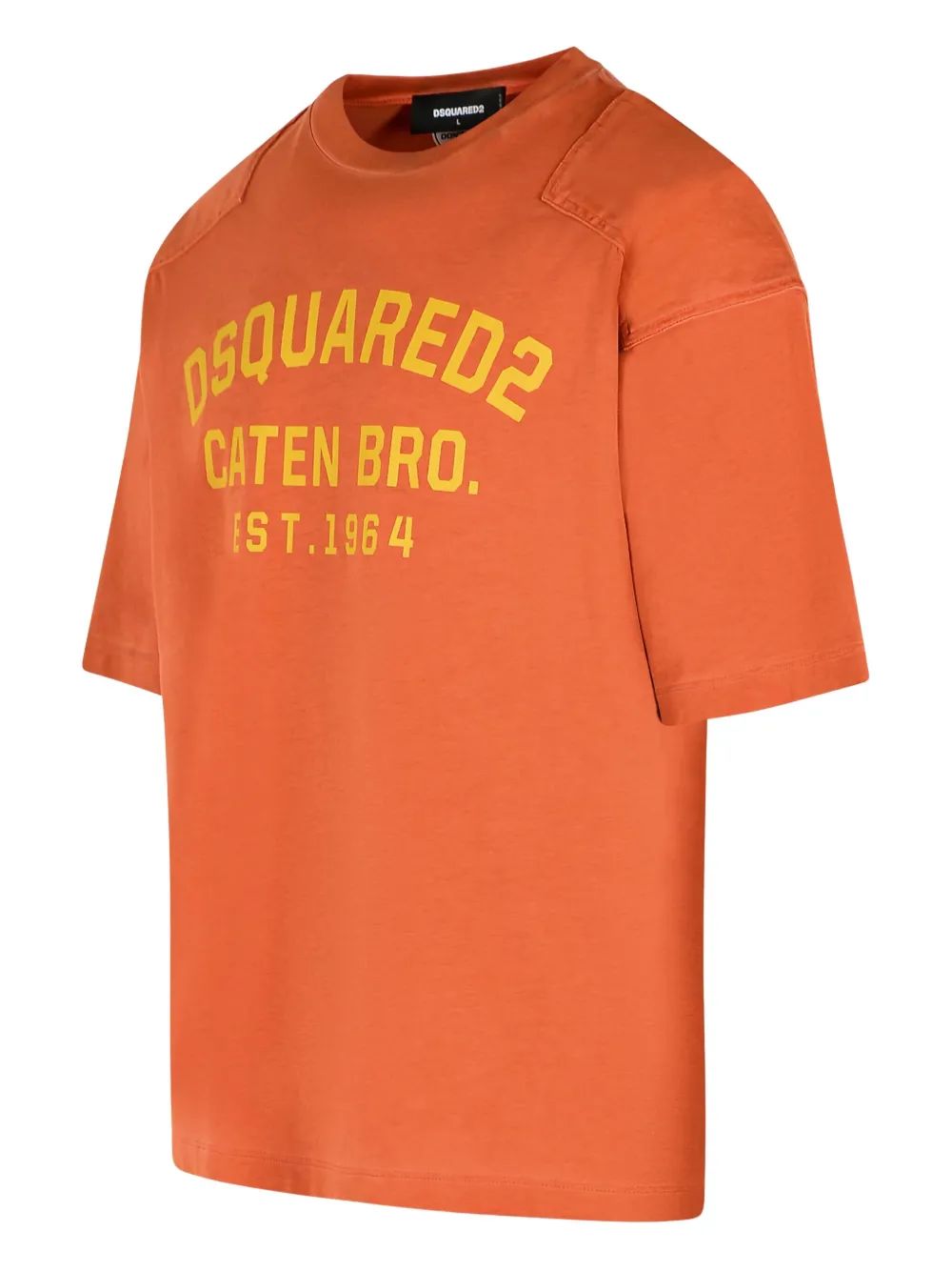 Dsquared2 Crew Neck Short Sleeve Cotton T-shirt In Orange