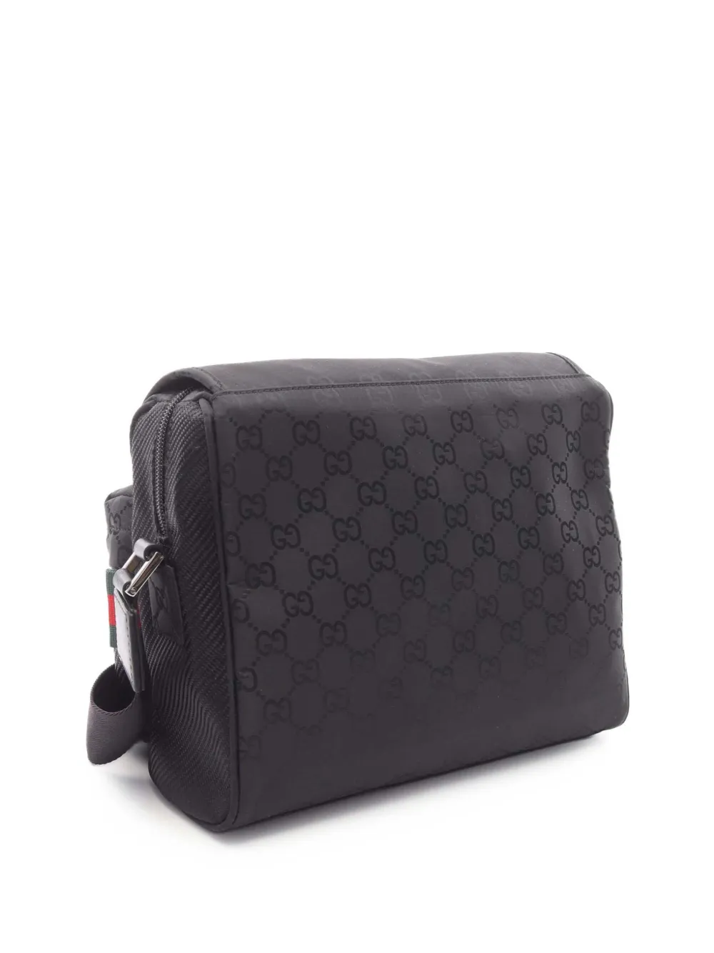 Pre-owned Gucci 2016-2025 Medium Gg Nylon Web Nexus Crossbody Bag In Black