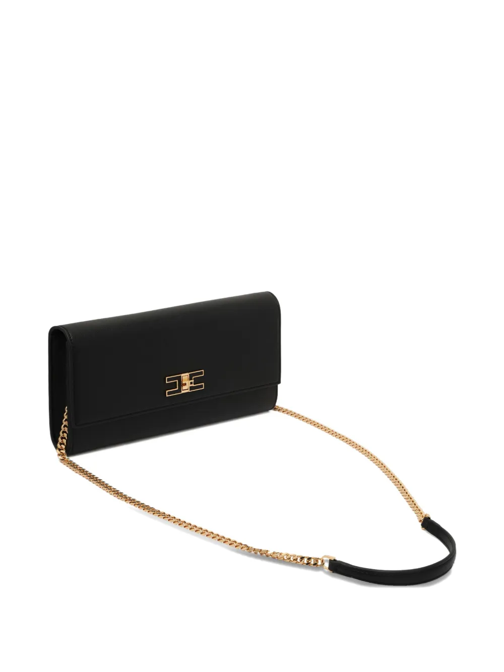 Elisabetta Franchi Logo-plaque Clutch Bag In Black