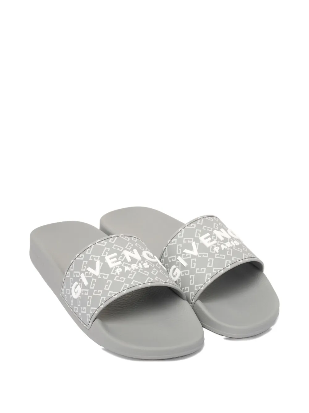 Givenchy Logo Pattern Slides In Gray