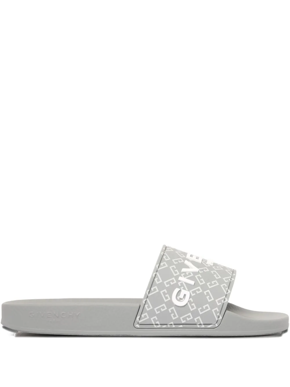Givenchy Logo Pattern Slides In Gray