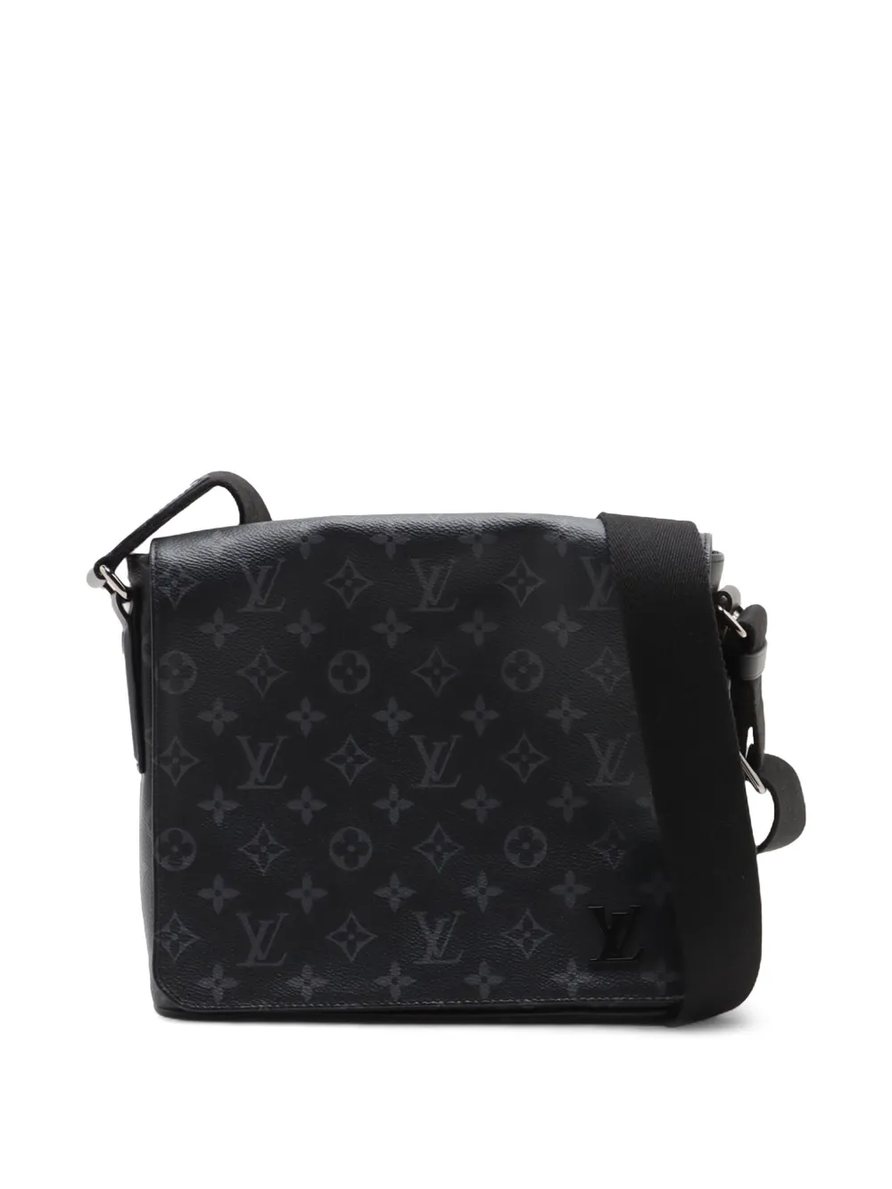 Pre-owned Louis Vuitton 2018 Monogram Eclipse District Pm Crossbody Bag In Black